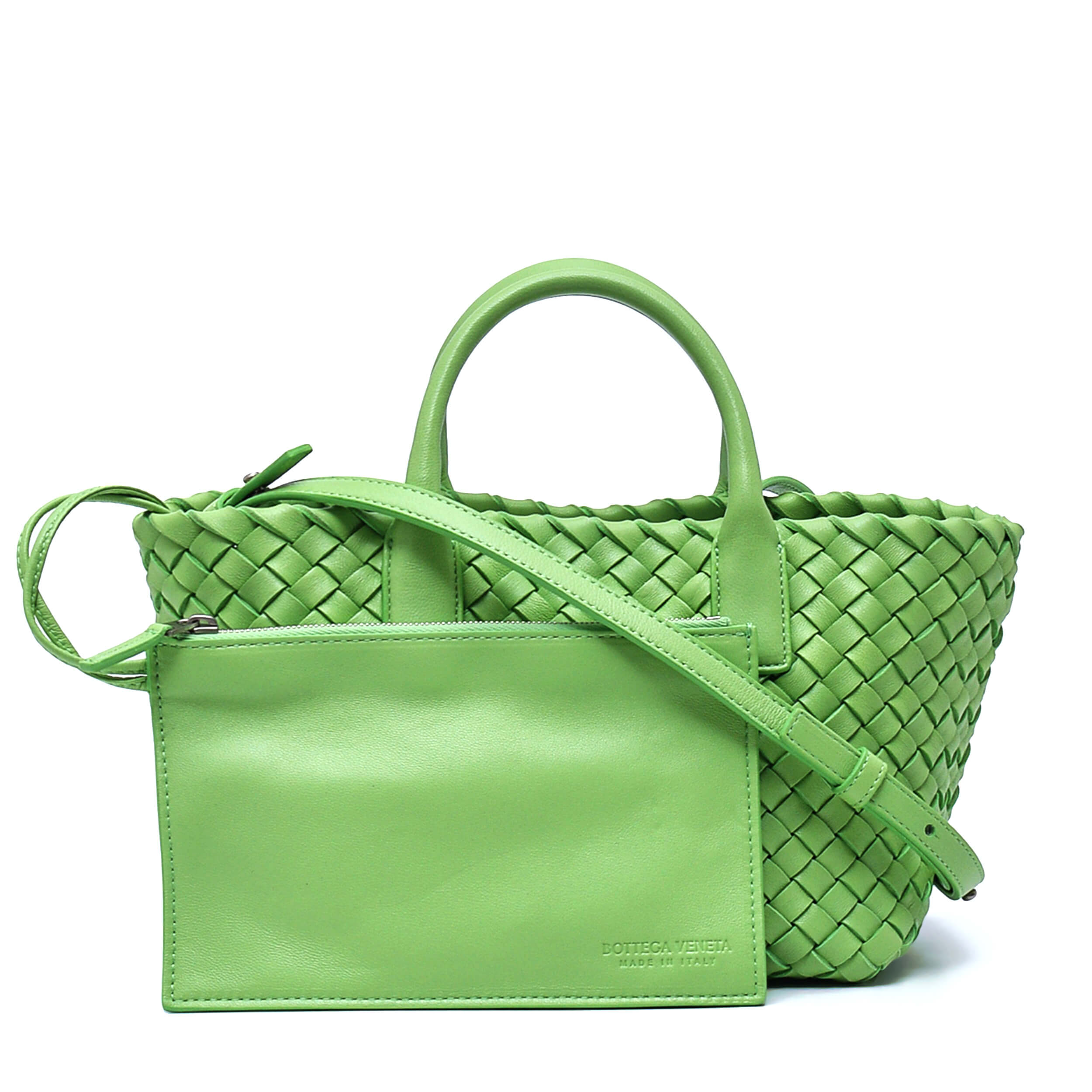 Bottega Veneta - Green Intrecciato Nappa Woven Leather Cabat Mini Tote Bag